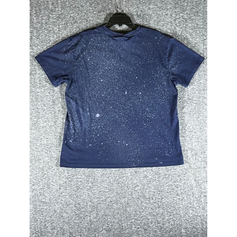 Polo Ralph Lauren Mens Navy Blue Paint Splatter Graphic T-Shirt Size L Pony Logo